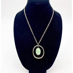 Massini Womens Necklace Earrings Set Green Stone‎ Gold Boho Statement Jewelry